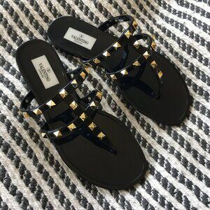 Valentino Garavani Rockstud Jelly Thong Sandals 36 black